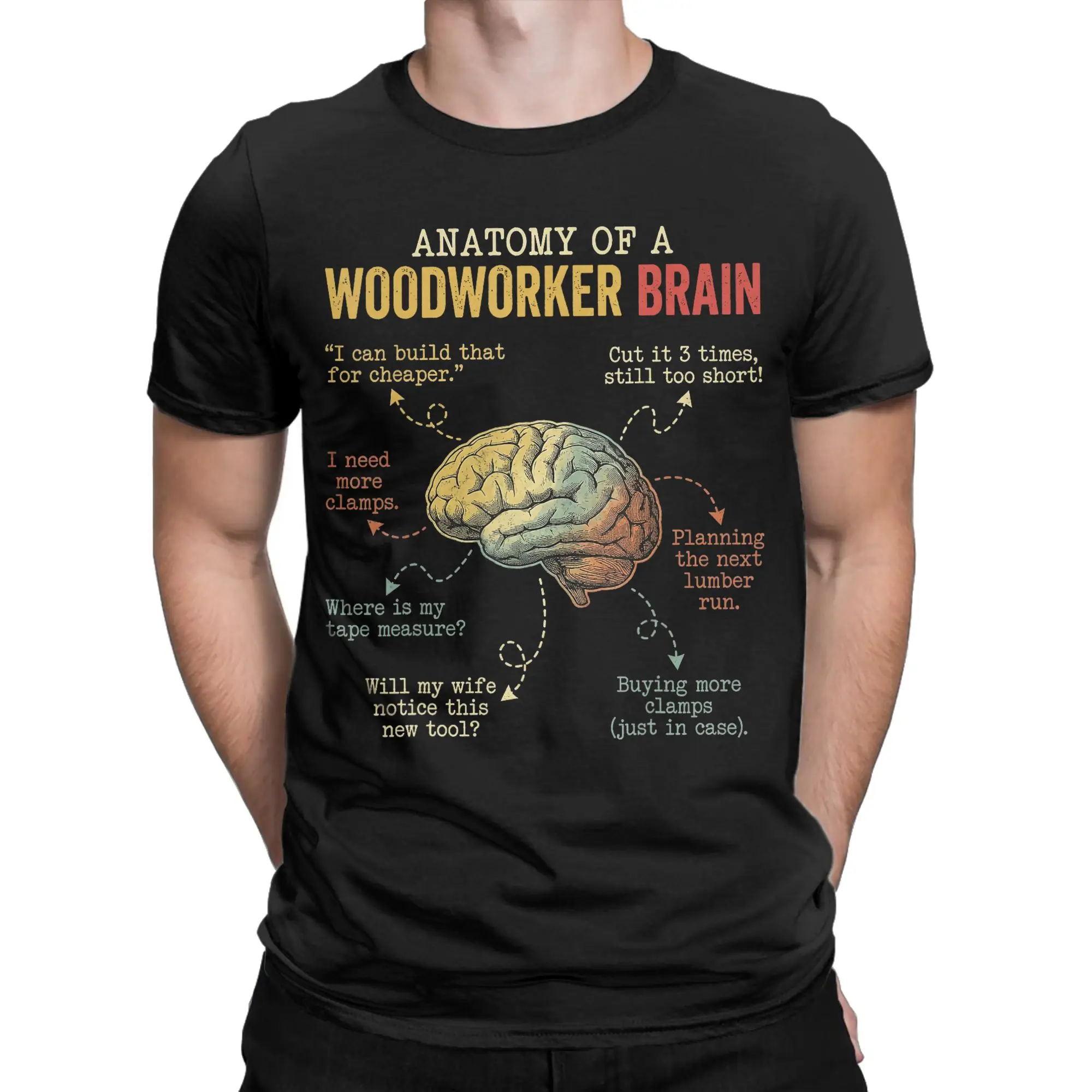 Men's Woodworker Brain Funny Woodworking T Shirt 100% Cotton Clothing Novelty Short Sleeve Crew Neck Tee Shirt Printing T-Shirts