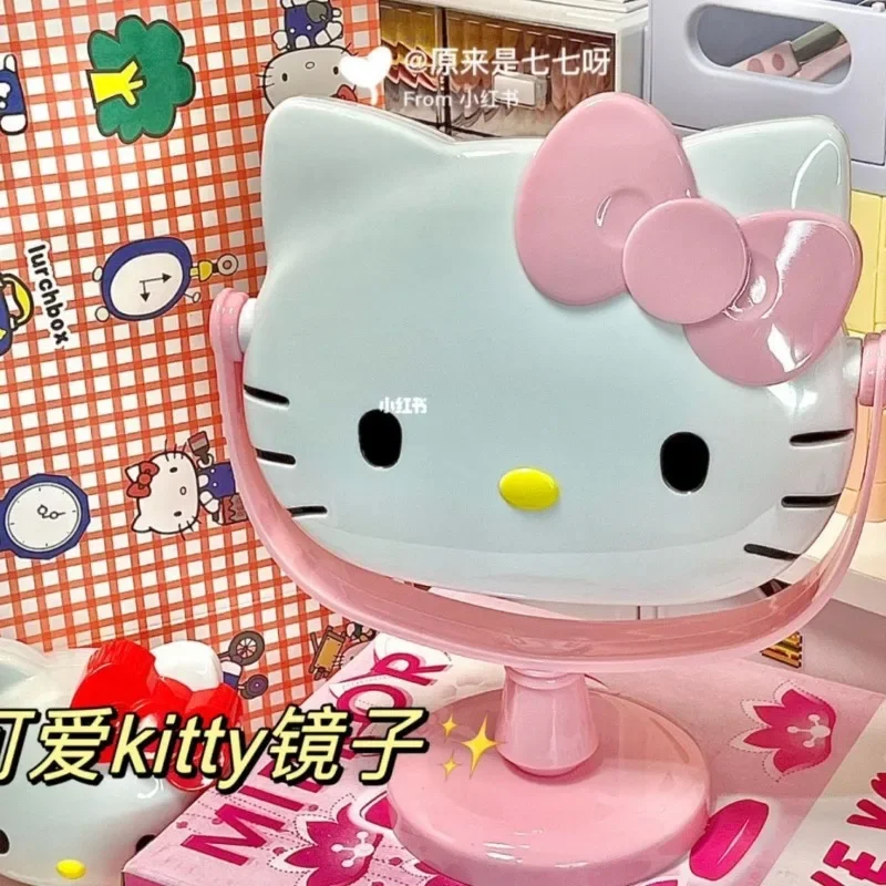 Hello Kitty Anime Kawaii Sanrio Sweet Makeup Mirrors Cute Cartoon Kt Cat Desktop Decoration Mirror Lovely Gifts for Girls