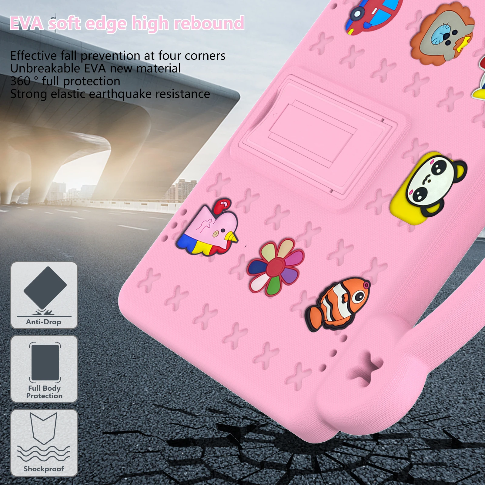 EVA Stand Case for ONN 10.1 Gen3 2022 Model 100071485 Kids Safe Cover DIY Style Tablet Shell With Handle Strap Shockproof Funda