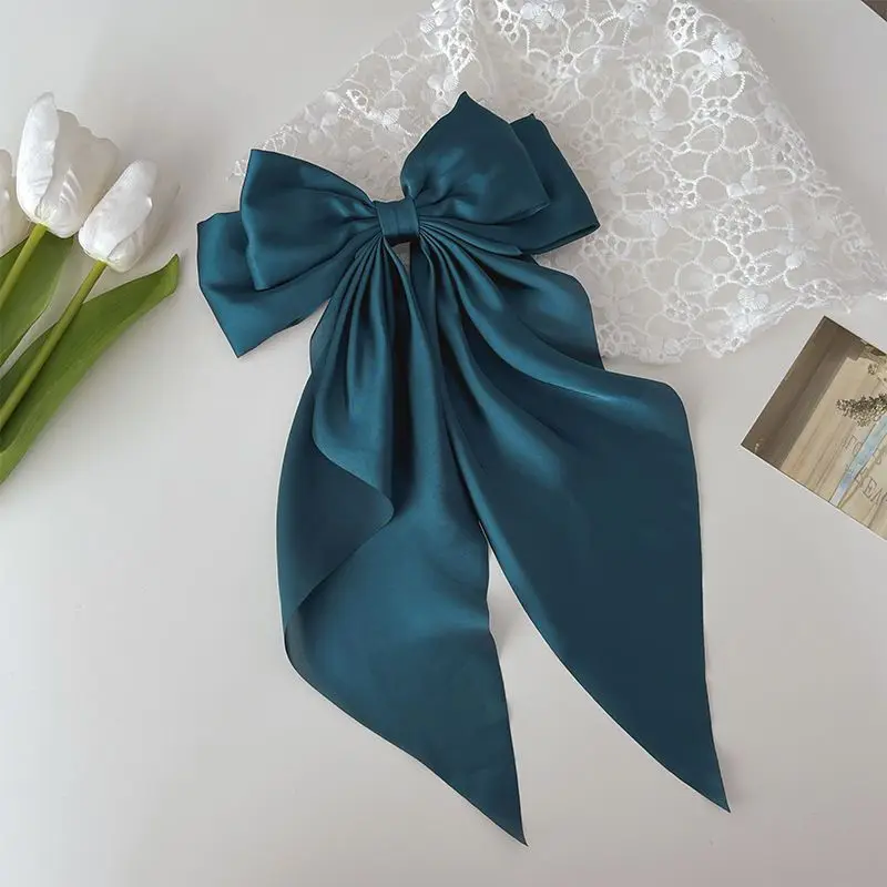 Elegant Bow Ribbon Hair Clip Women Fashion Solid Bowknot Satin Hairpin Barrettes Girls Ponytail Clip Hair Accessories Hot sales