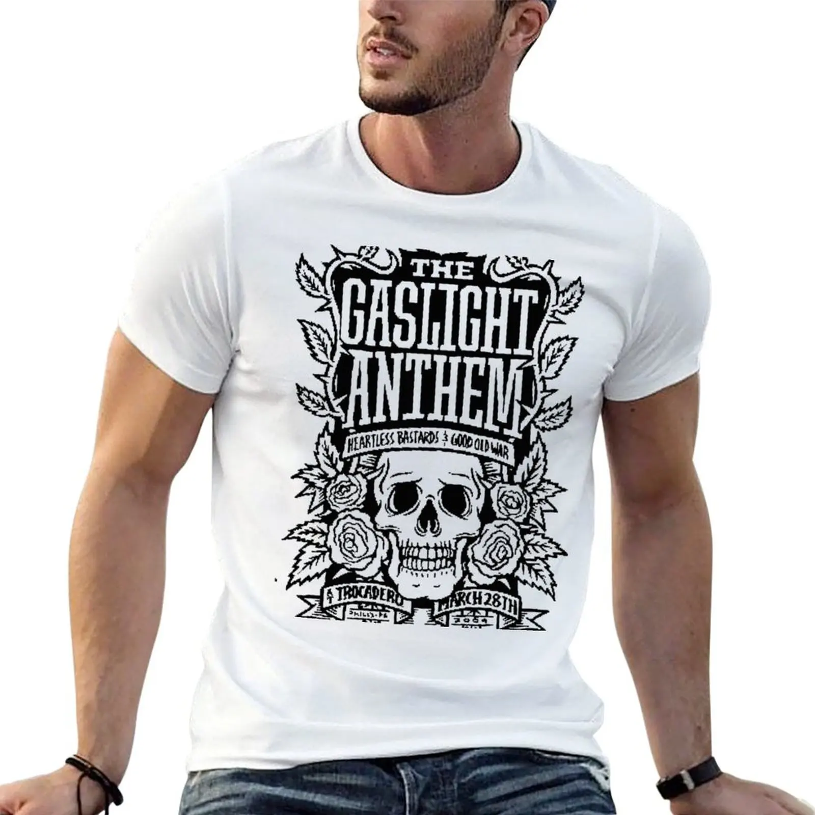 the gaslight anthem (8) T-Shirt Simple Line Art Print Tee