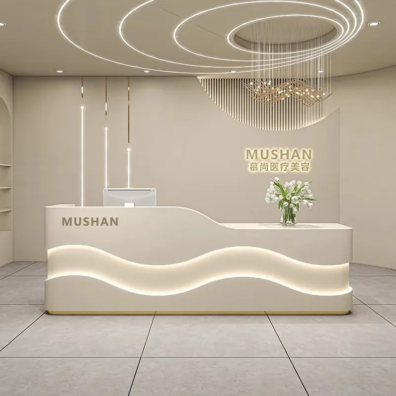 for Simple Modern Paint Checkout Counter for Clothing Store Dental Beauty Club Training Company Reception Desk Bar Table
