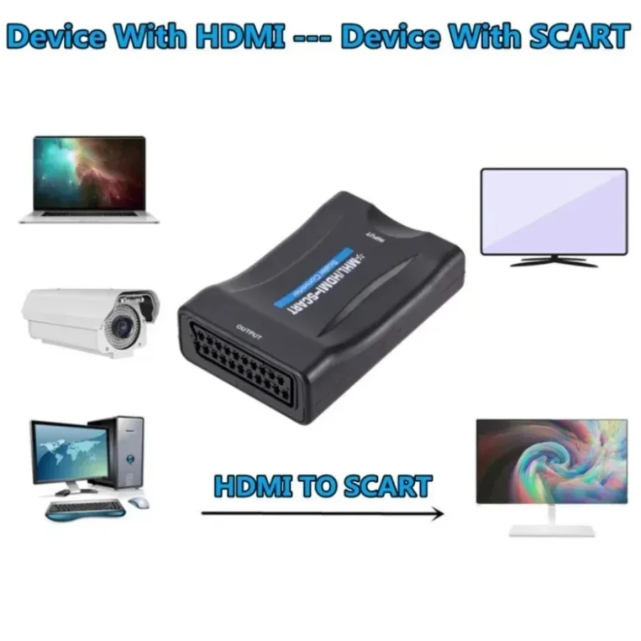 YIGETOHDE HDMI-متوافق مع محول صوت الفيديو SCART مع كابل USB لـ HDTV Sky Box DVD إشارة التلفزيون الراقي تحويل #2