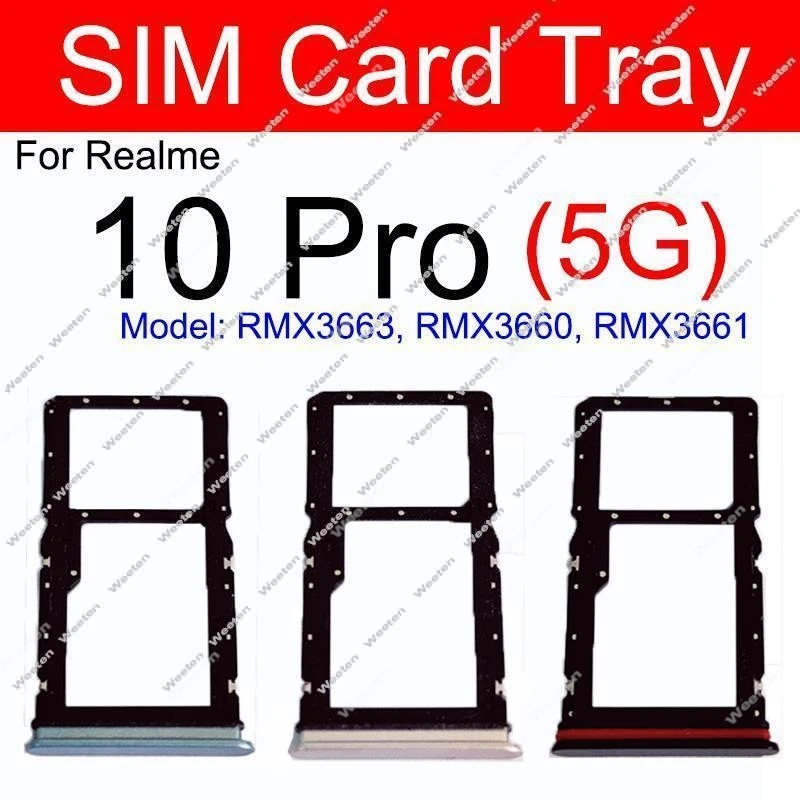 For Realme 10 10S 10 Pro Plus 10Pro+ 4G 5G Sim Card Tray SIM Card Slot Holder Adapter Replacement