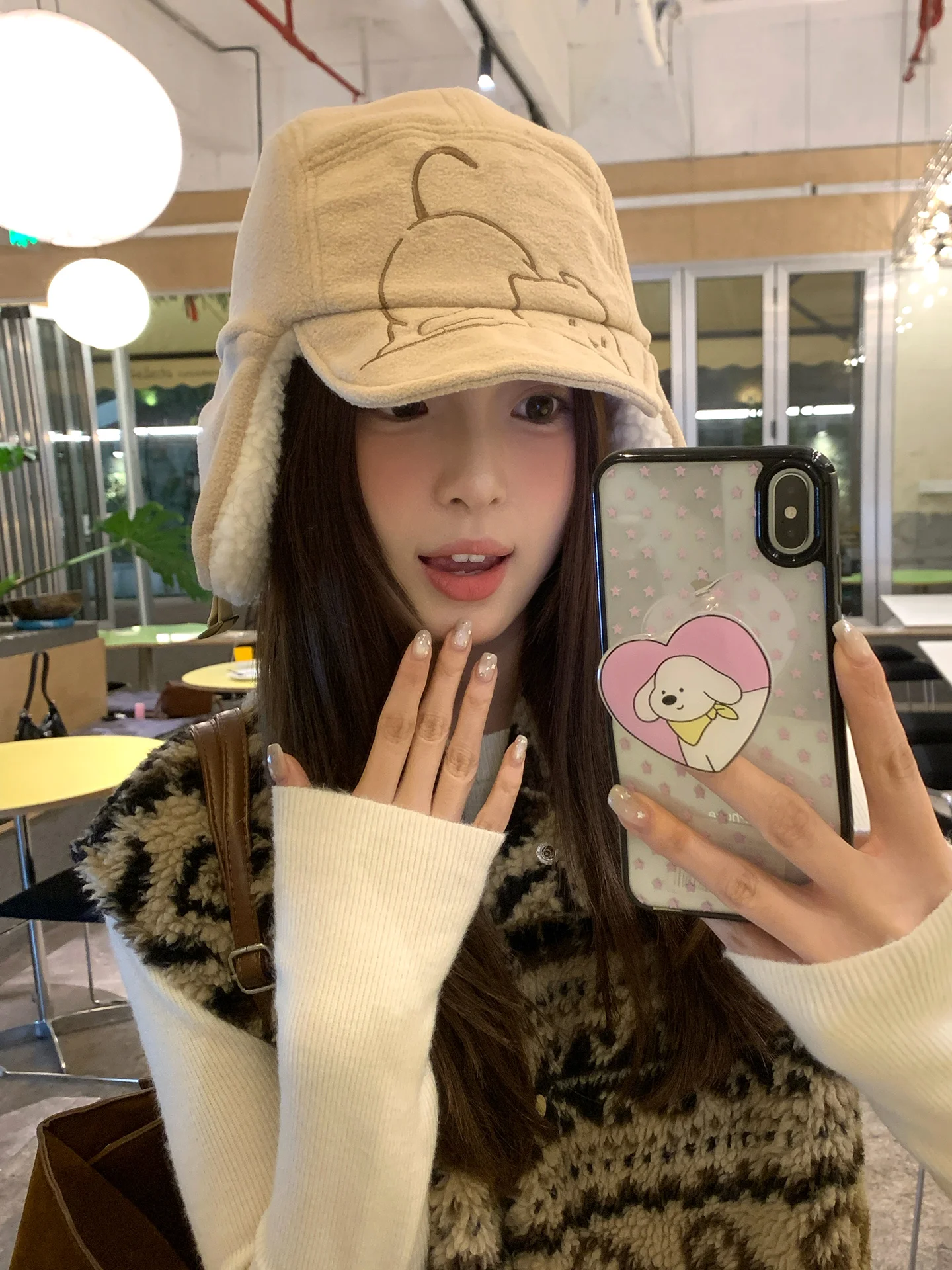 Cute Embroidered Airplane Hat For Girls To Keep Warm In Winter Ear-Protecting Hat To Prevent Cold On Bike Rides