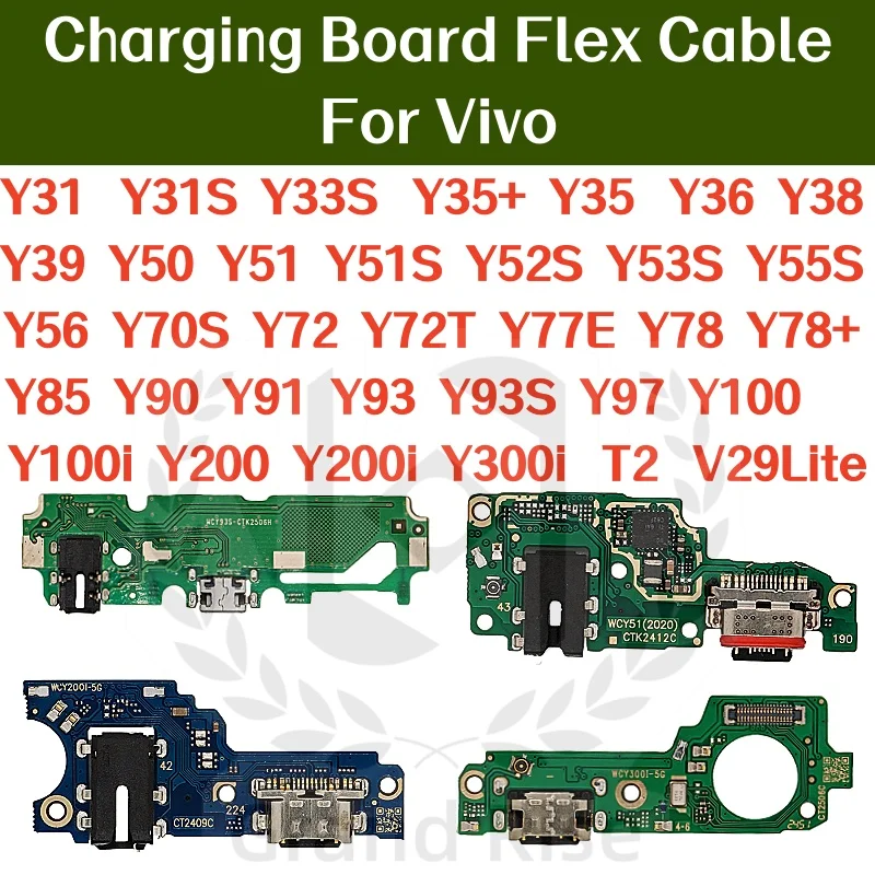 USB شحن مجلس الكابلات المرنة ل Vivo Y31S 33S 35 + 36 38 39 51S 52S 53 55 56 70S 72T 77E Y78 + 85 90 91 93S 97 1 2 300i T2 V29Lite