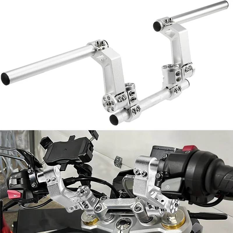 

ABTD-Adjustable Motorcycle Handlebars Handle Bar, Detachable Steering Hangers Handle Bars System For 125Cc Scooter Silver