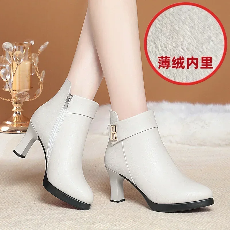 New High-heeled Boots Female Autumn Winter New Fashion Thick Bottom Platform Padded Cotton Shoes Non-slip Ladies Boot 2023