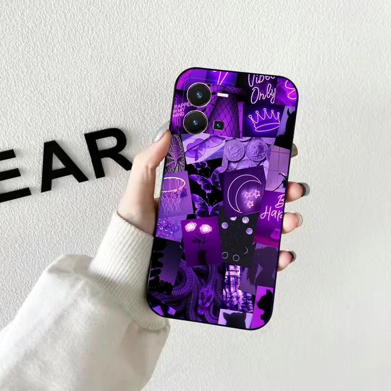 

Love Purple Aesthetic Phone Case For VIVO Y53S Y33S Y01 Y22S Y31 Y21 Y70 Y21S Y72 Y51 Y35 Y76 V21 V2023 V21E V20 SE