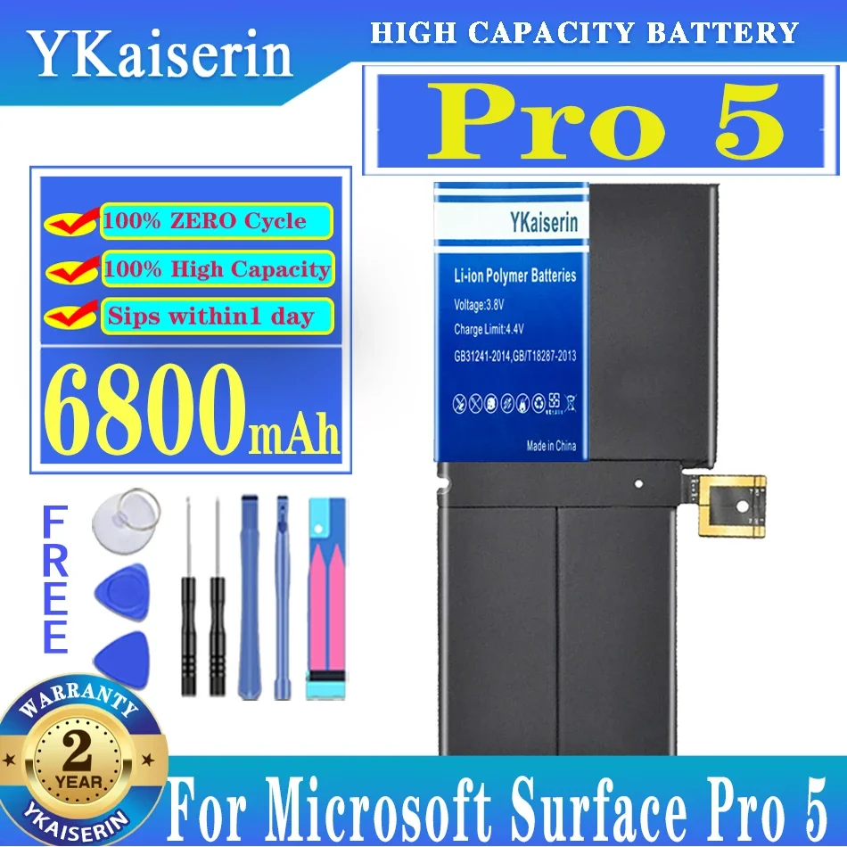 

YKaiserin Pro 5 6800mAh Replacement Battery For Microsoft Surface Pro5 1796 Series Tabletnew + Track Code