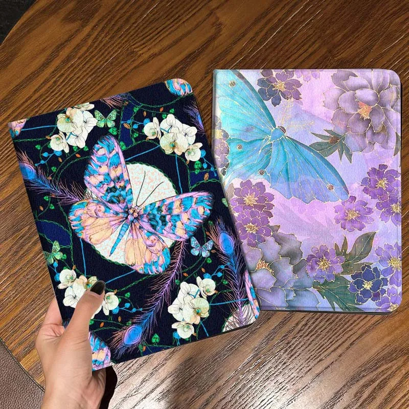 

Colorful Butterfly Flower Feather Tablet Case For Apple iPad Air Pro mini 1 2 3 4 5 6 7 8 9 11 M2 M3 M5 M4 5th 6th 7th 10th