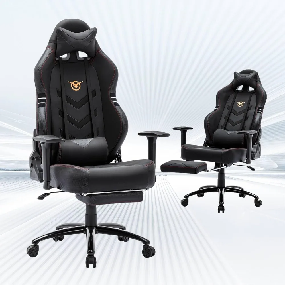 

Big and Tall Gaming Chair with Footrest 350lbs, Computer Gamer Chair, High Back PC Gaming Chairs with Wide Seat, Lumbar Support,
