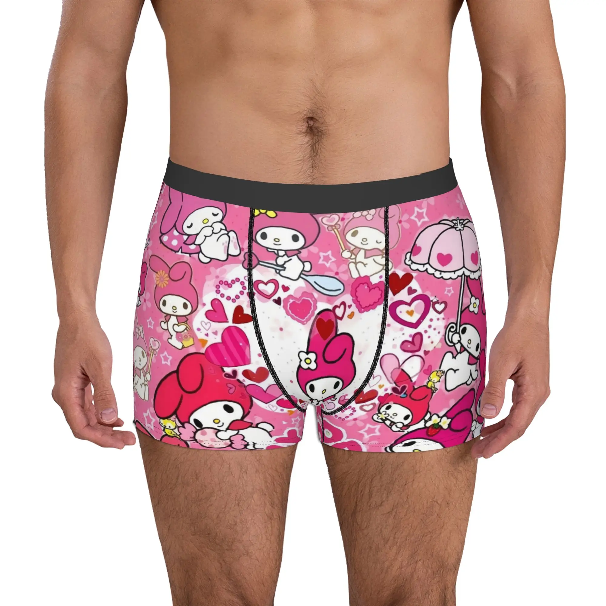 Calzoncillos tipo bóxer de dibujos animados My Melody Japan Anime para hombre, ropa interior con estampado 3D, calzoncillos elásticos