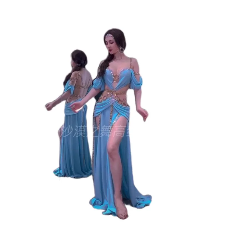 Aangepaste buikdanskleding Oosterse danskostuums Arabische prinses Prestatiekostuum BH lange rok