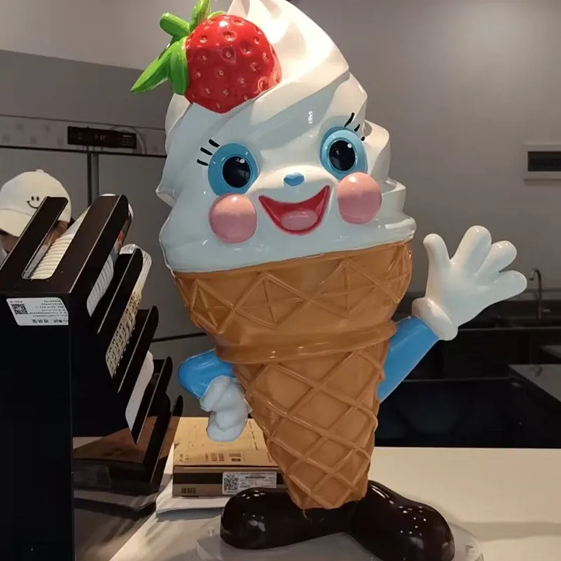 Dopamine ice cream dessert shop entrance drainage ice cream sculpture ornament luminous wave welcome ice cream model