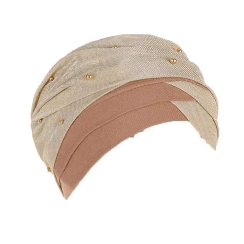 

Женский мусульманский крест с бисером, внутренняя шапка-хиджаб, блестящая повязка на голову, шарф, эластичные шапочки, шляпа, индийский тюрбан, шапочка от выпадения волос, химиотерапевтический головной убор