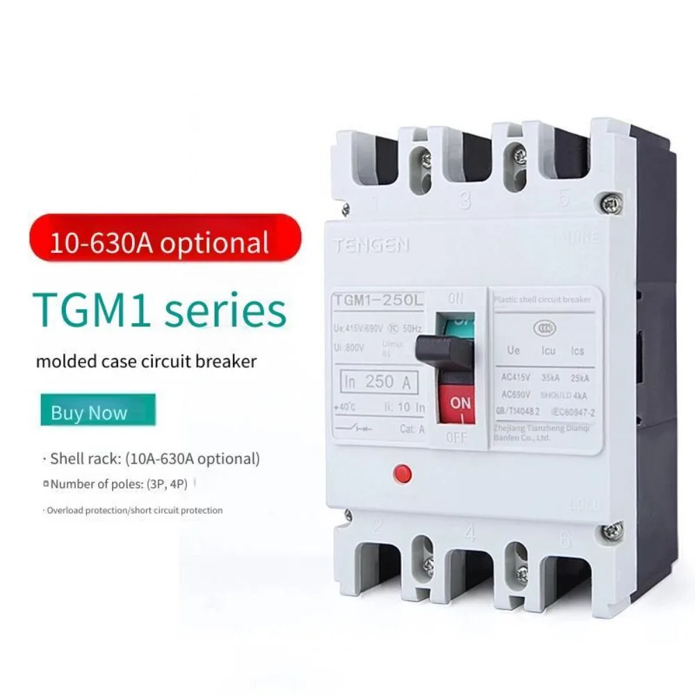 TGM1 Plastic Case Circuit Breaker Air Switch Switch 3P 4P Three-phase 100A160A250A630A400A