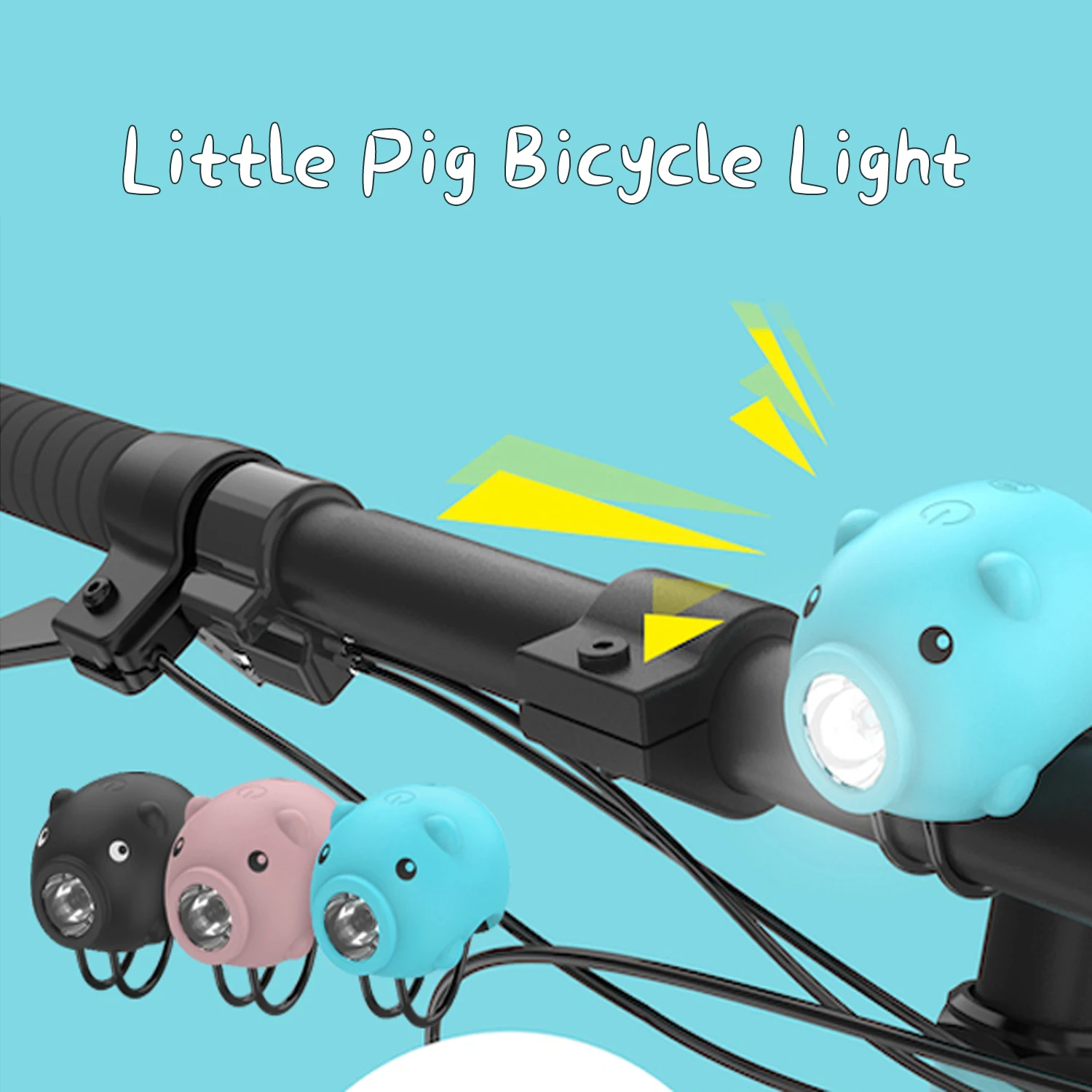 Cute Bike Handlebar Light 3 Lighting Modes Children Cartoon Pig USB Rechargeable Waterproof Accessories Balance Car Decoration