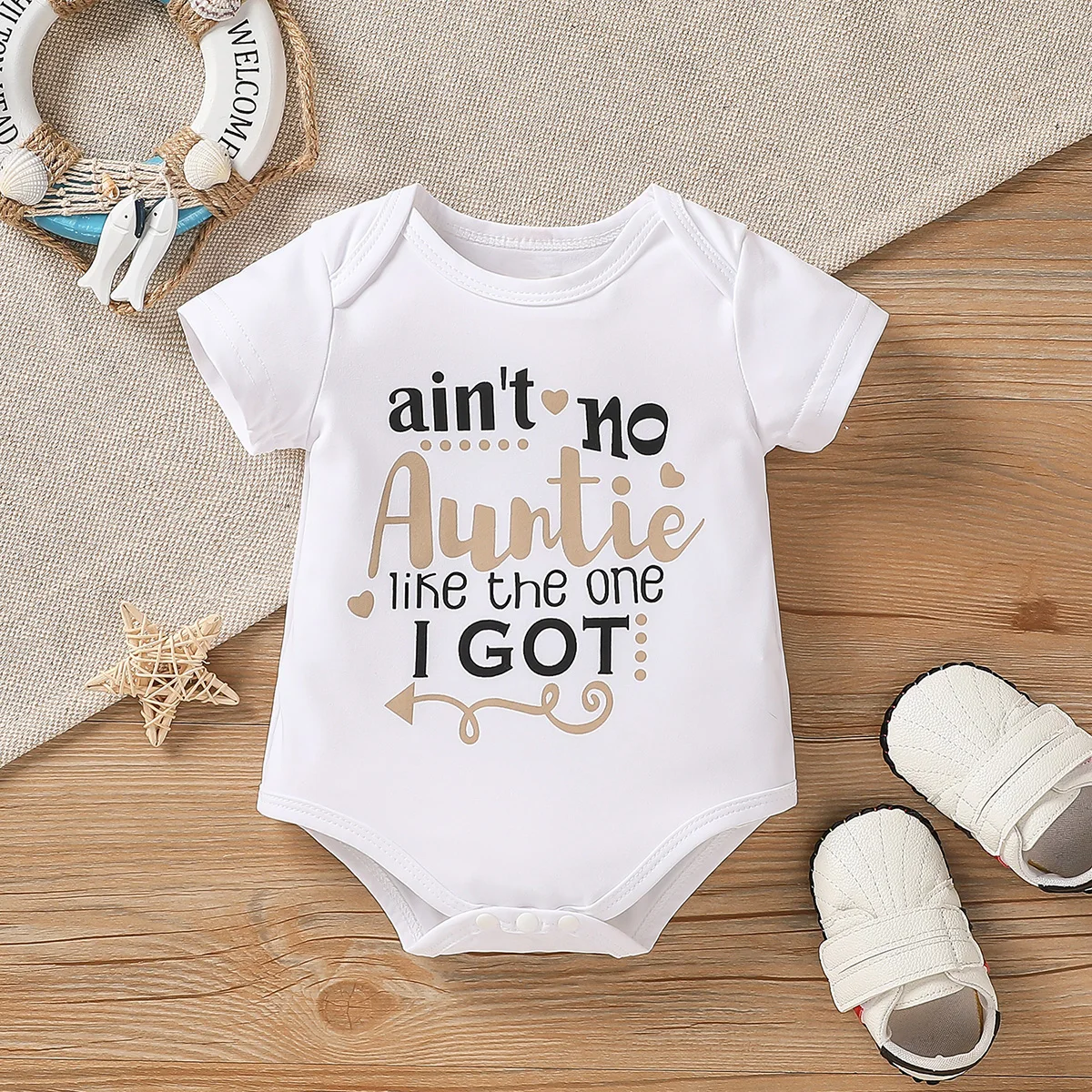 Baby Boys Short Sleeve Printing Letter White Spring/Summer Triangel Jumpsuit Cute Daily Wear