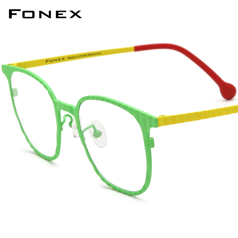 

FONEX Colorful Titanium Glasses Men 2024 New Fashion Retro Square Eyeglasses Women Vintage Eyewear F85829