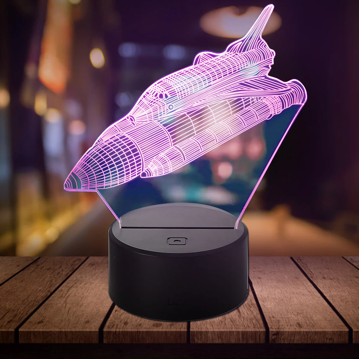 ثلاثية الأبعاد صاروخ الجدول مصباح قاعدة سوداء ملونة LED ضوء الليل التحكم باللمس السرير الديكور حفل زفاف هدية مصباح الليل #5