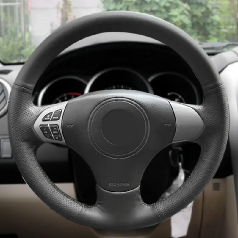Black Soft Microfiber Leather Cover For Suzuki Grand Vitara II 2007 2008 2009 2010 2011 2012 2013 Car Steering Wheel Cover Trim