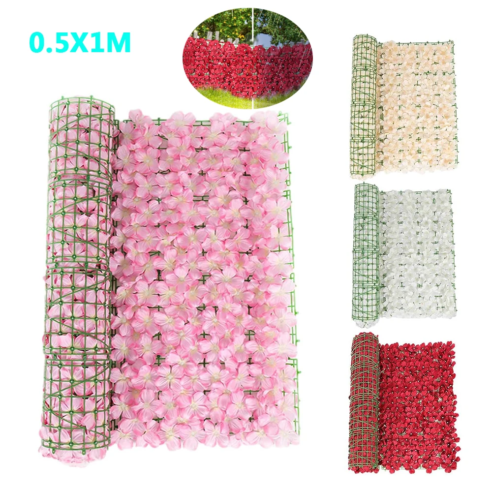 

Artificial Hedge Fence Screening with Flowers Ivy Trellis Rolls for Balcony Patio Outdoor Garden Privacy for Backyard Decor