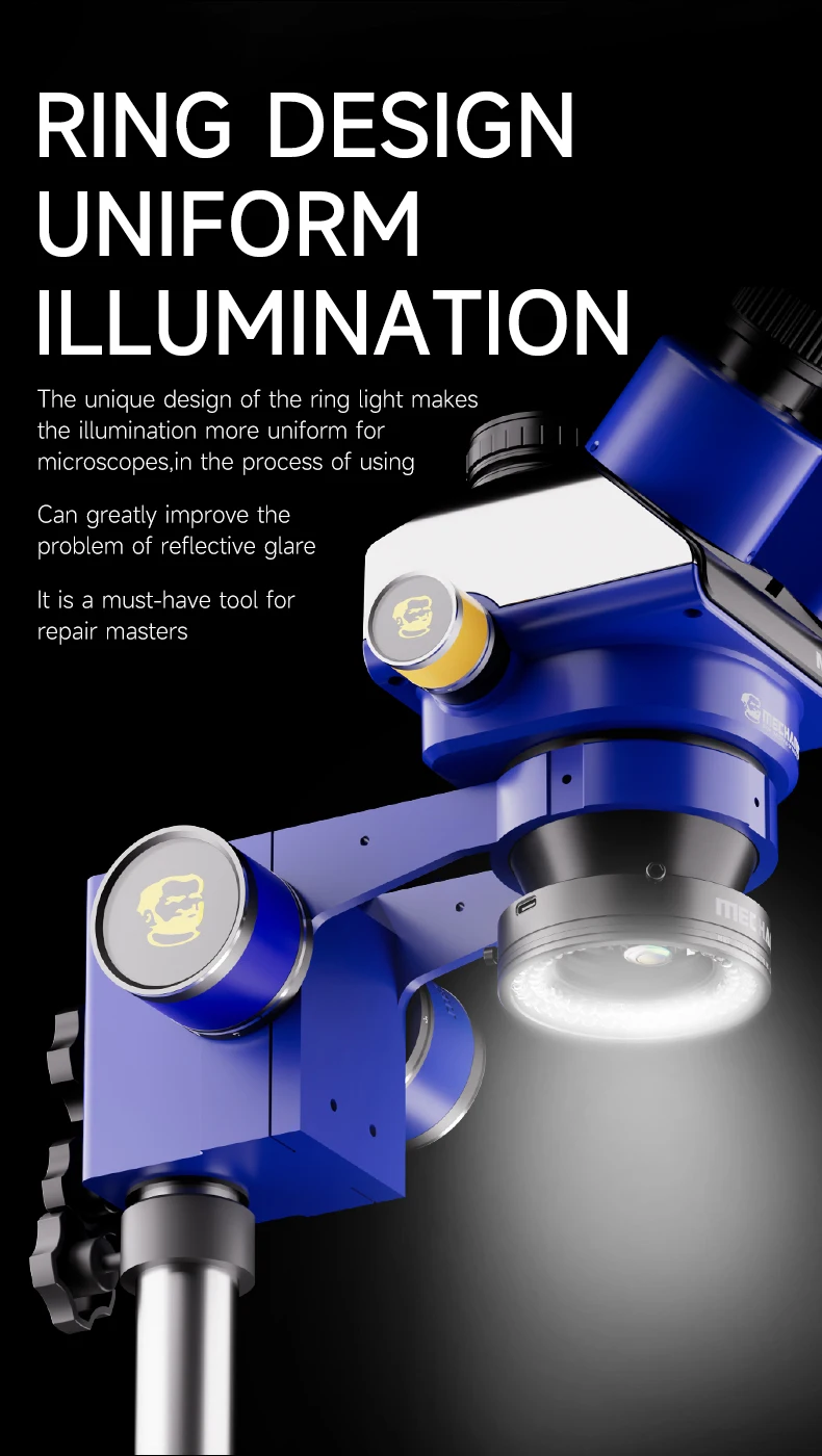 Mechanic LS720 Polarized LED Light Source Adjustable Eliminates Reflection72Pcs LED Ring Lamp for Microscope Camera Observation