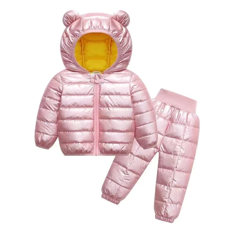 Kids Jackets+Pants Sets 2pcs Winter Autumn Boys Hooded Coat Warm Pants Girls Jacket Toddler Infant Clothes Suit Children Costume