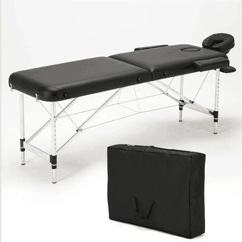 High Density sponge Portable 2-Section Foldable Aluminium Massage Table Chair Bed with Carry Bag