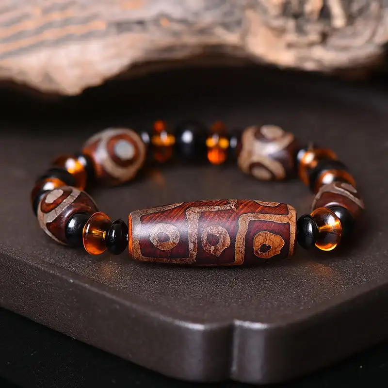 

Tibetan Retro Natural Nine-Eye Dzi Bead Blessings Bracelet