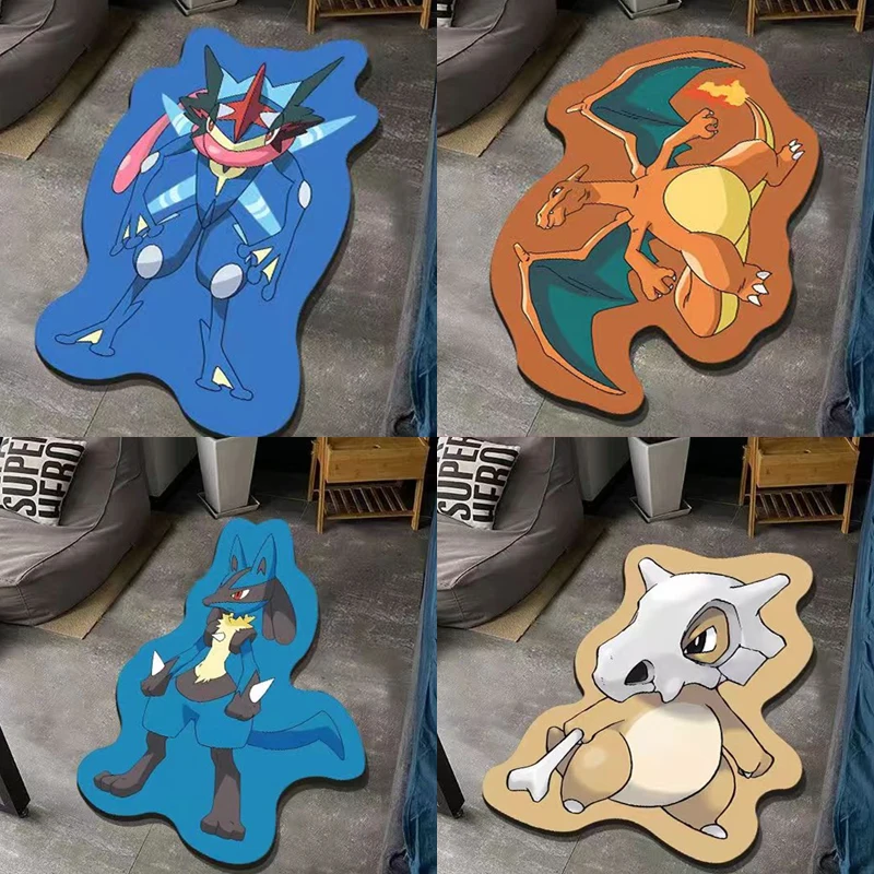 Pokemon Lucario Charizard Cushion Anime Non-slip Kawaii Cartoon Groudon Carpet Bathroom Mat Greninja Cubone Christmas Gift Toys