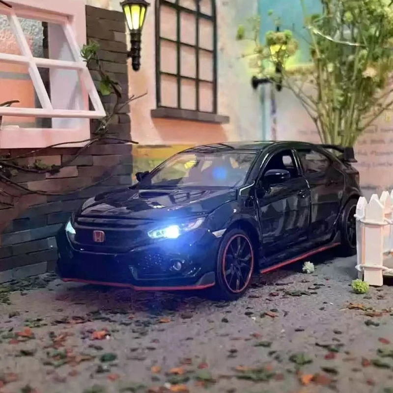 

1:32 HONDA CIVIC TYPE-R литая под давлением модель автомобиля игрушечные транспортные средства металлическая модель со звуком и светом коллекция игрушек для детей Рождественский подарок