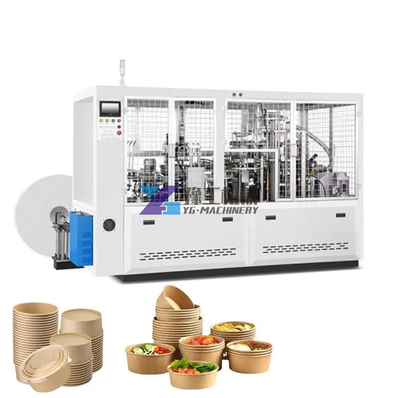 Automatic Middle Speed Food Packing Containers Easy To Operate Salad Soup Paper Bowl Forming Machine