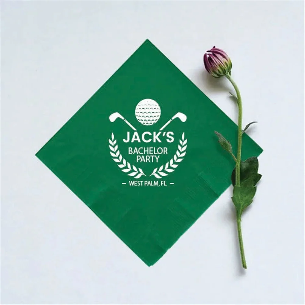 

50PCS Custom Golf 2ply Cocktail Napkins, Bachelor Party Paper Napkins, Personalized Beverage Napkin Favors, Personalized Paper