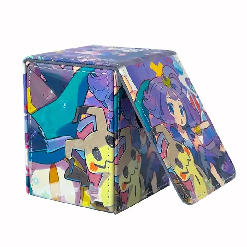 Acerola Mimikyu PTCG DTCG DIY 대용량 가죽 카드 상자 두꺼운 애니메이션 게임 컬렉션 카드 보관 상자 8*8.5*10.5cm