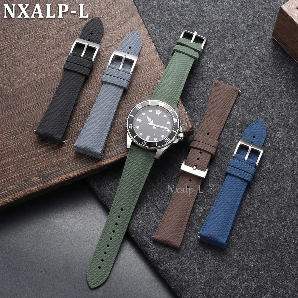 Fluoro Rubber Watch Strap 20mm 21mm 22mm for Omega for Rolex for Seiko FKM Wristband Waterproof Sports Bracelet Quick Release view 6