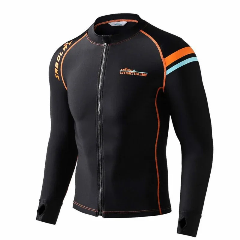 Men's Lycra Long Sleeve rash guard suit Surf  Swim Swimming Shirt  Black