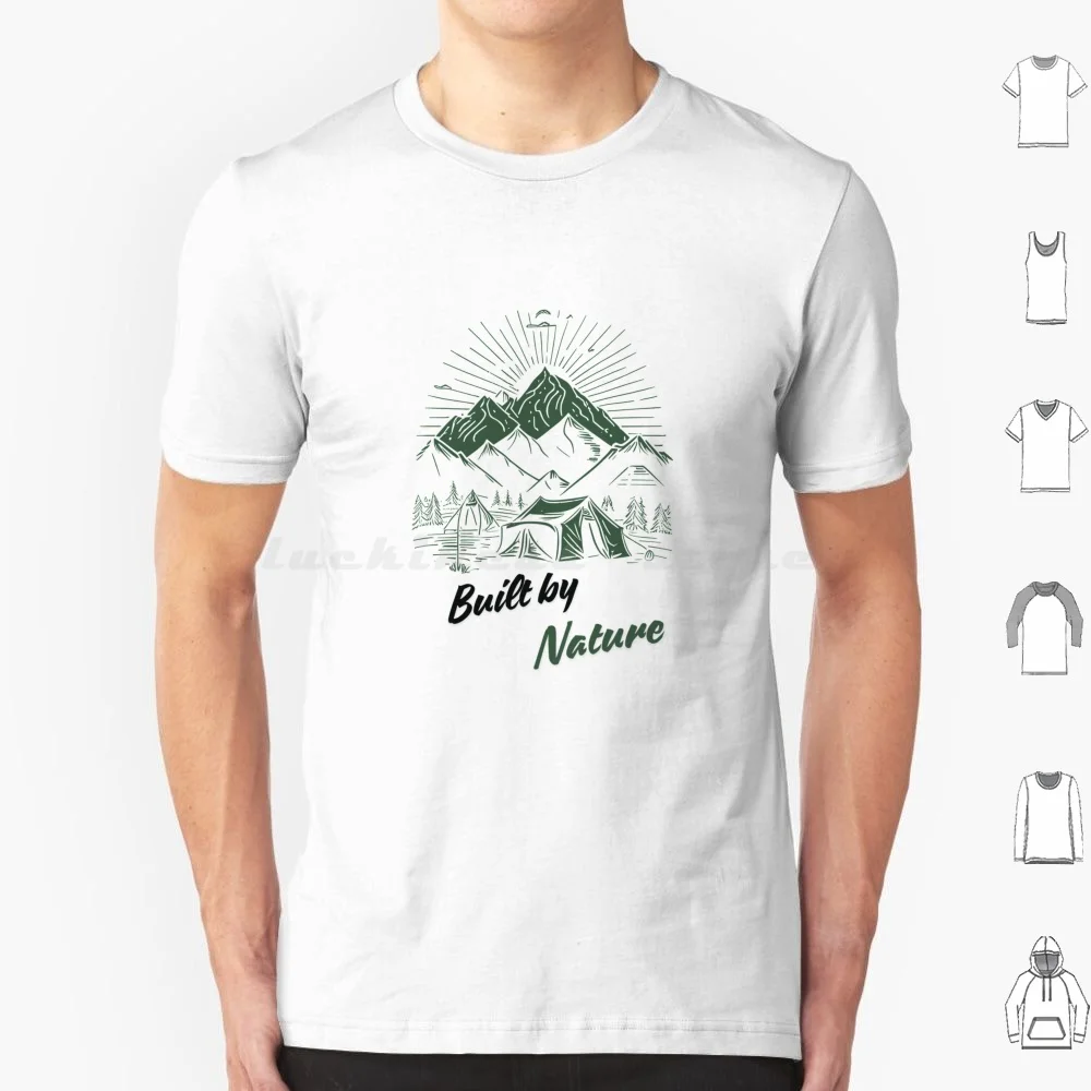 Built By Nature / Camping T Shirt Big Size 100% Cotton Camping Travel Nature Wild Wildlife Mountains Adventure Hiking Campfire