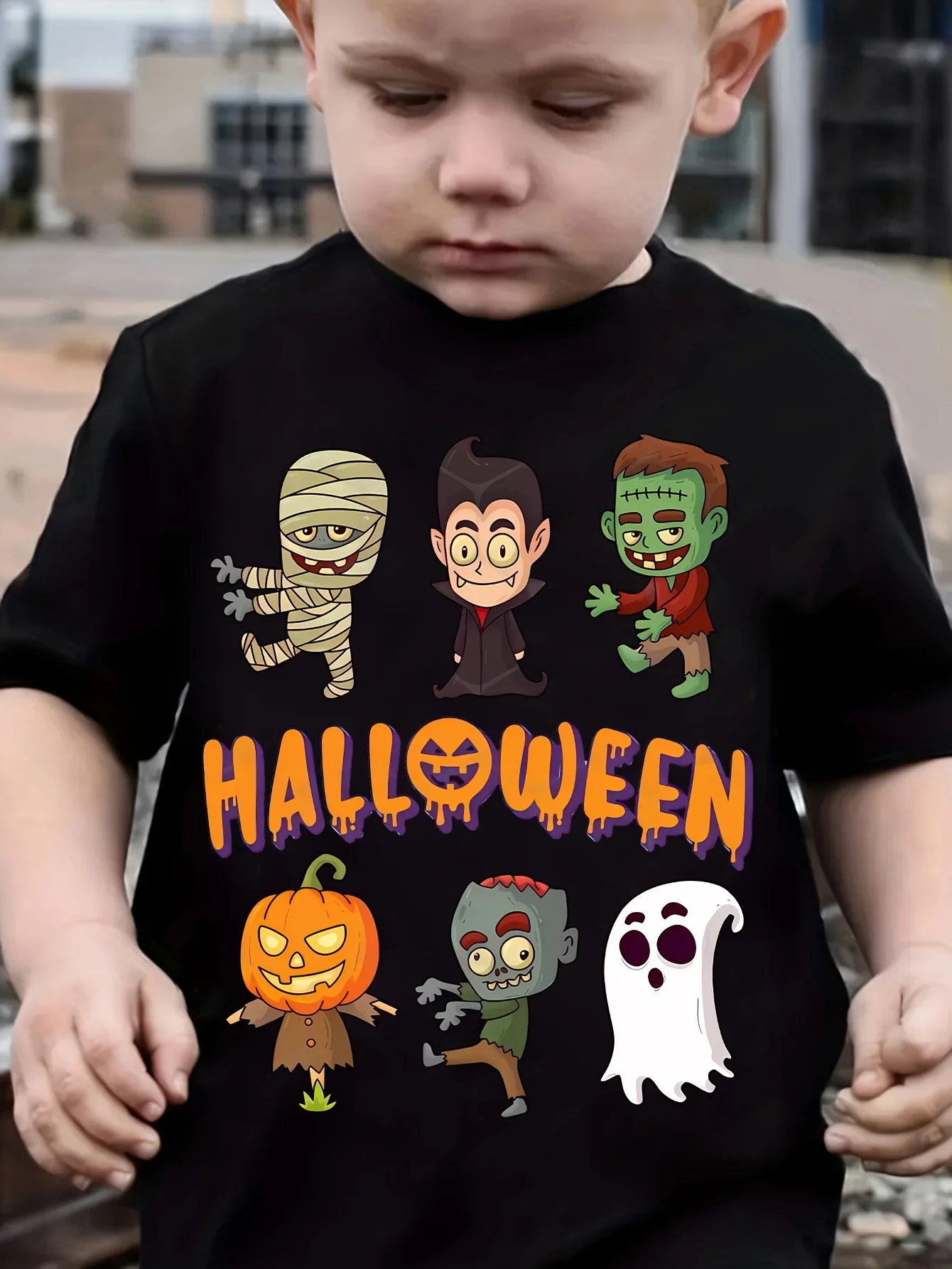 Klassisches Retro-Halloween-T-Shirt aus 100% Baumwolle für Kinder Aller Altersgruppen - Perfektes Halloween-Geschenk für Jungen und Mädchen im Sommer – Detail 7