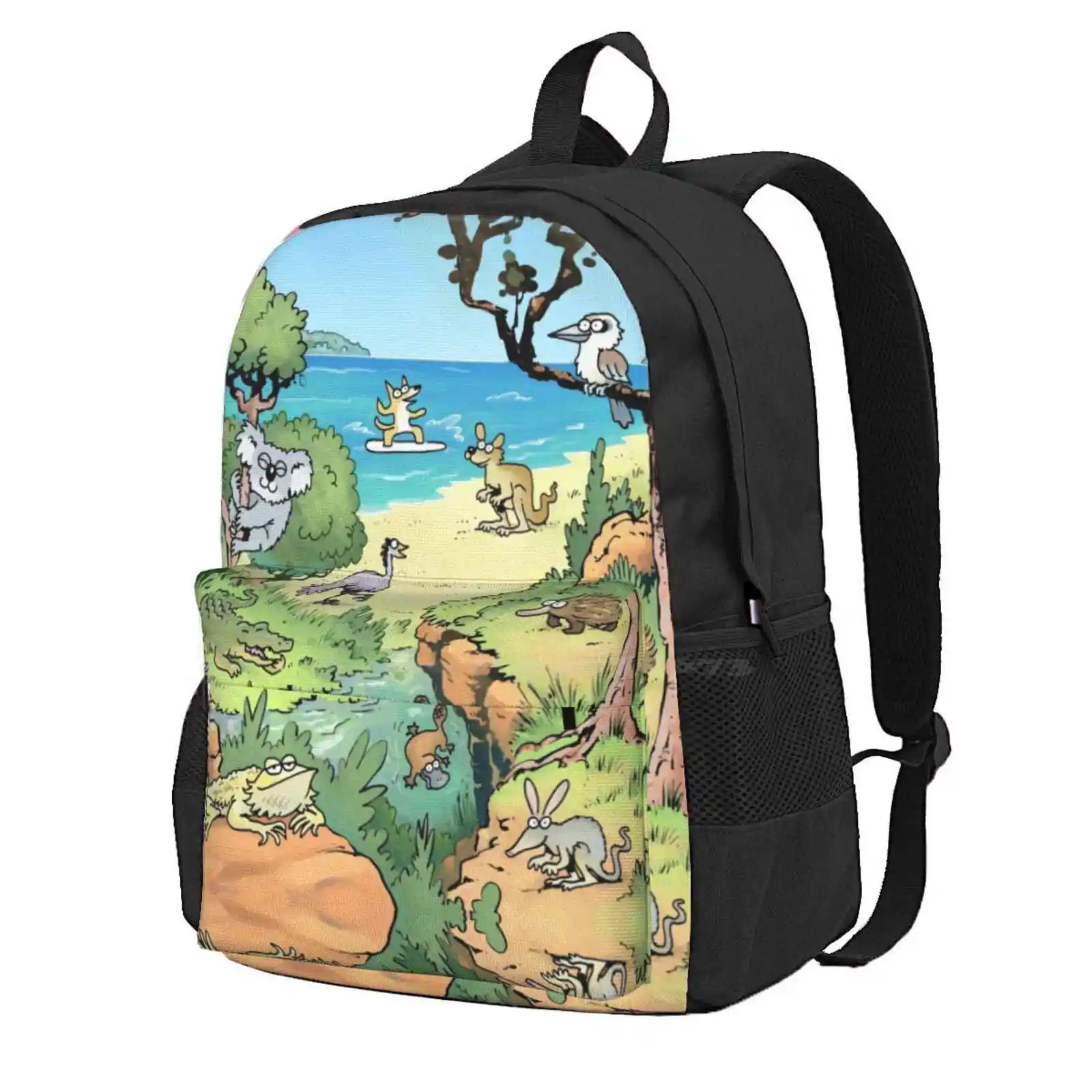 Australian Animals Hot Sale Schoolbag Backpack Fashion Bags Australia Animals Marsupials Koala Kookaburra Echidna Bearded