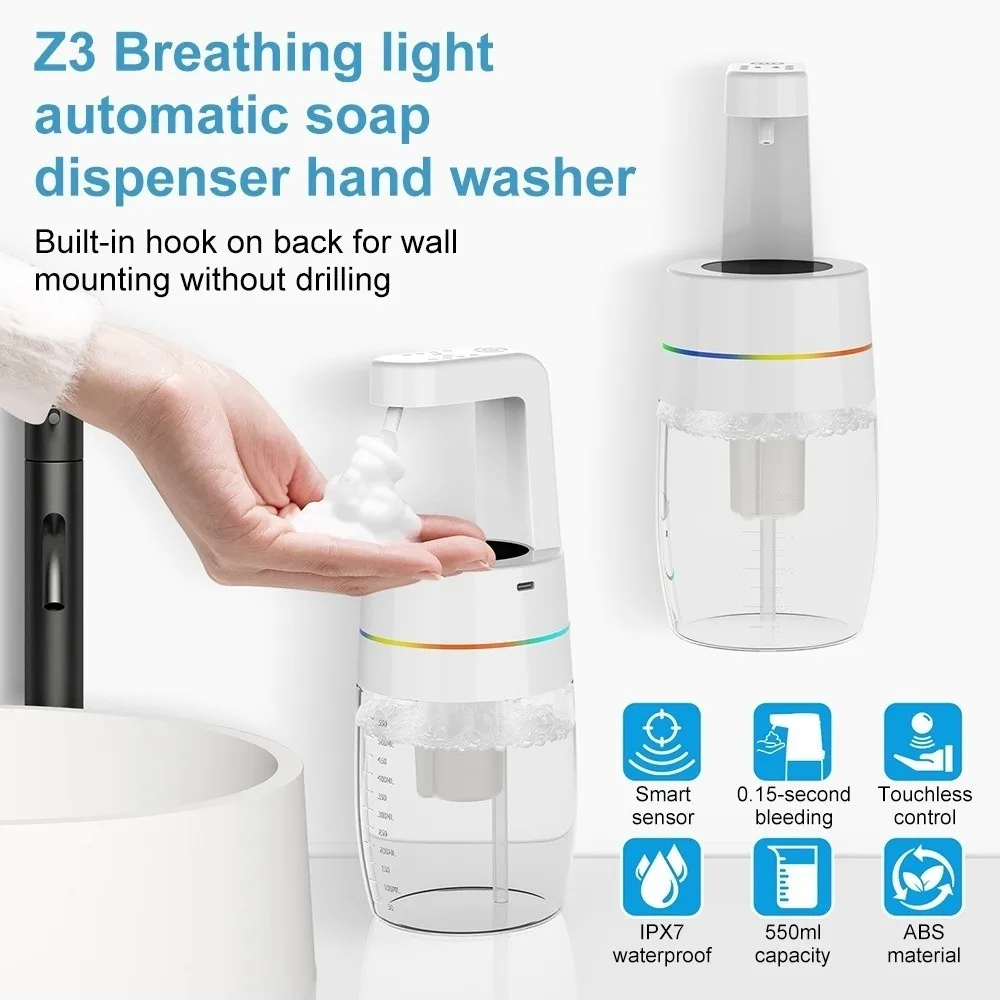 

Automatic Sensor Smart Soap Dispensers Touchless Operation Wall Mounted Lotion Dispensers with LED Light Large Capacity