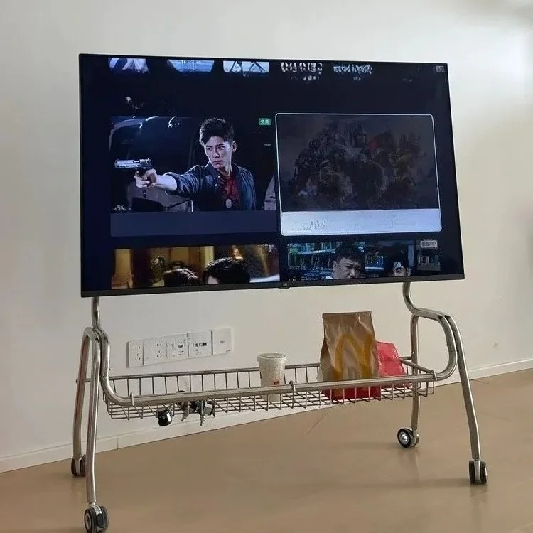 TV Stands Nordic TV Mobile Bracket Living Room Home Modern Simple Floor 32-75 Inch Stainless Steel Hanger with Wheels TV Cabinet image 5