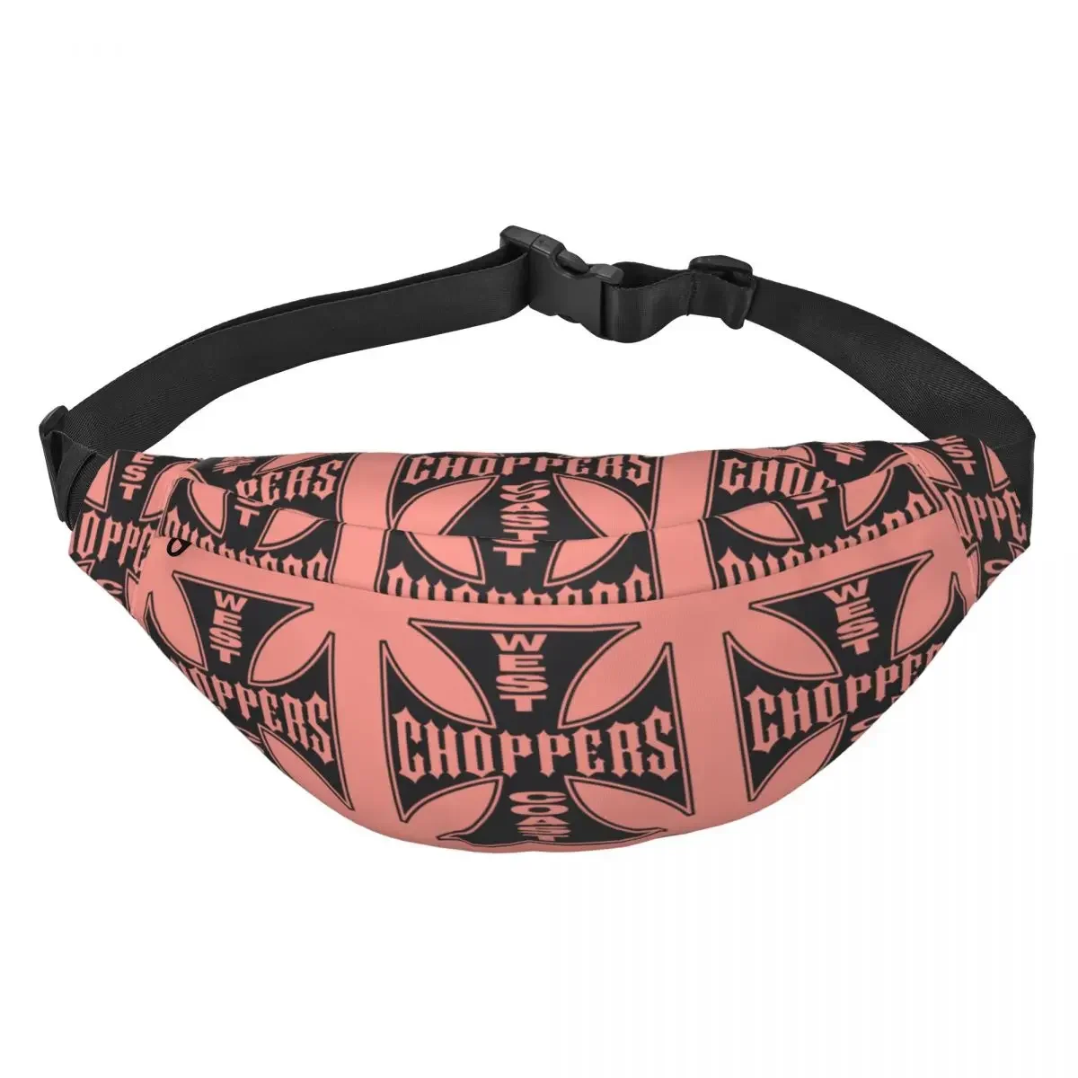 West Coast Chopper Iron Cross Fanny Pack Women Men Custom Sling Crossbody Waist Bag for Running Phone Money Pouch