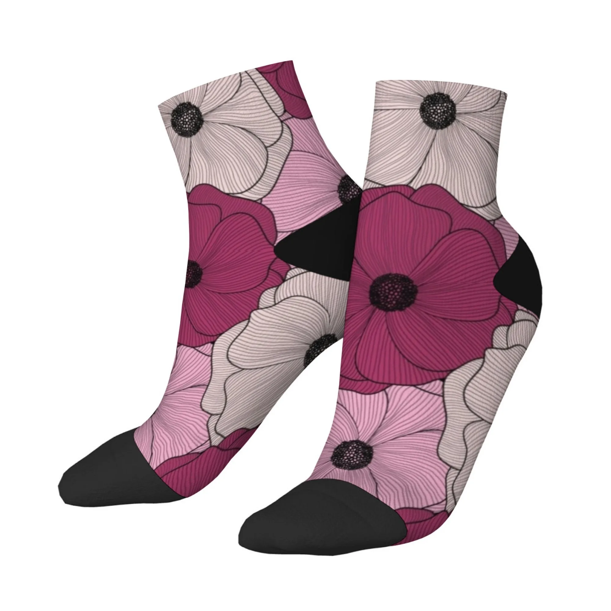 Gemusterte kurze Socken im Road-Stil, Polyester-Mischung, bequeme Freizeitsocken für Damen und Herren, Unisex, weich, atmungsaktiv, leicht