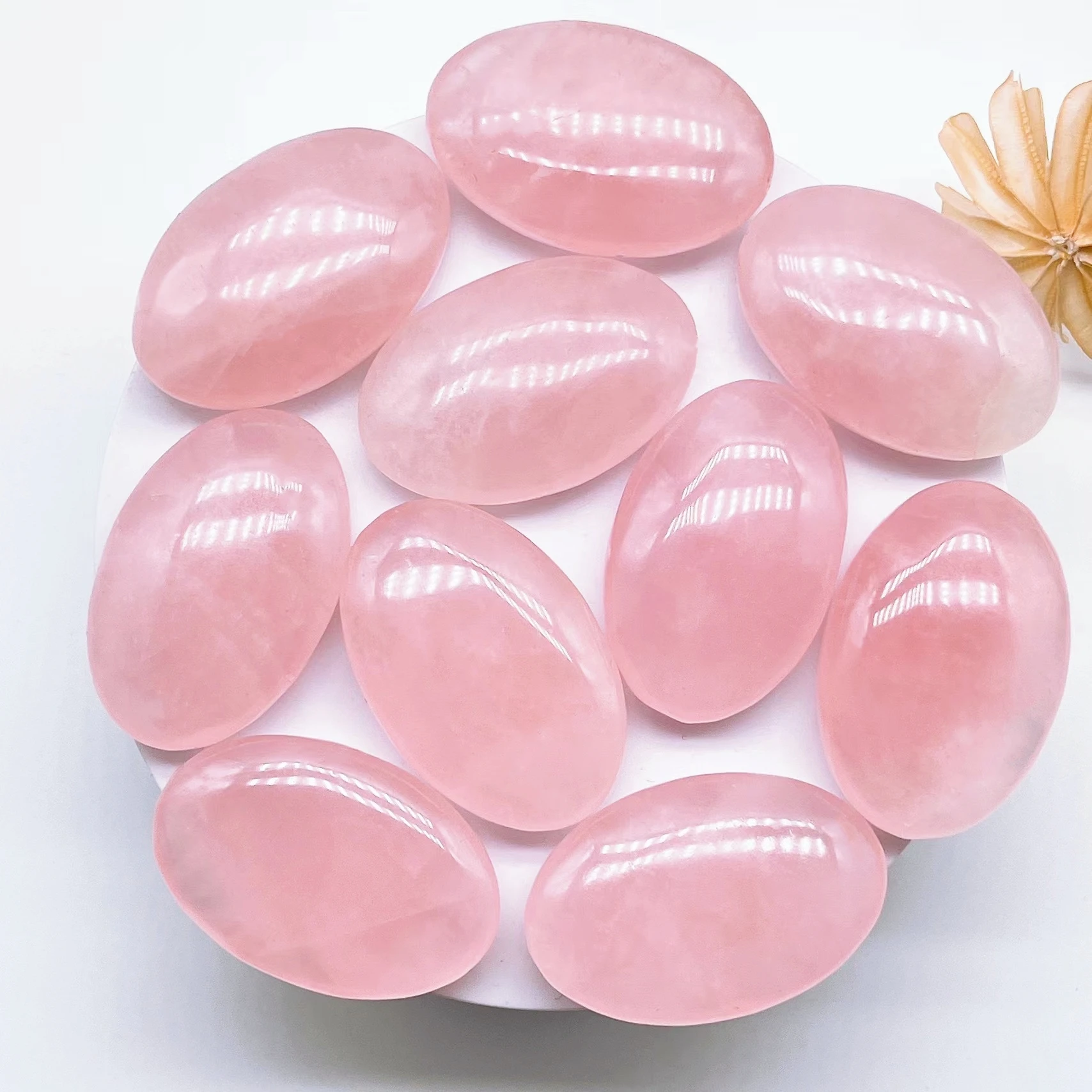 

52*35MM Natural Rose Quartz Pocket Palm Crystal Stone Energy Gemstone Reiki Healing Gift Mineral message tool Home Decor Gift