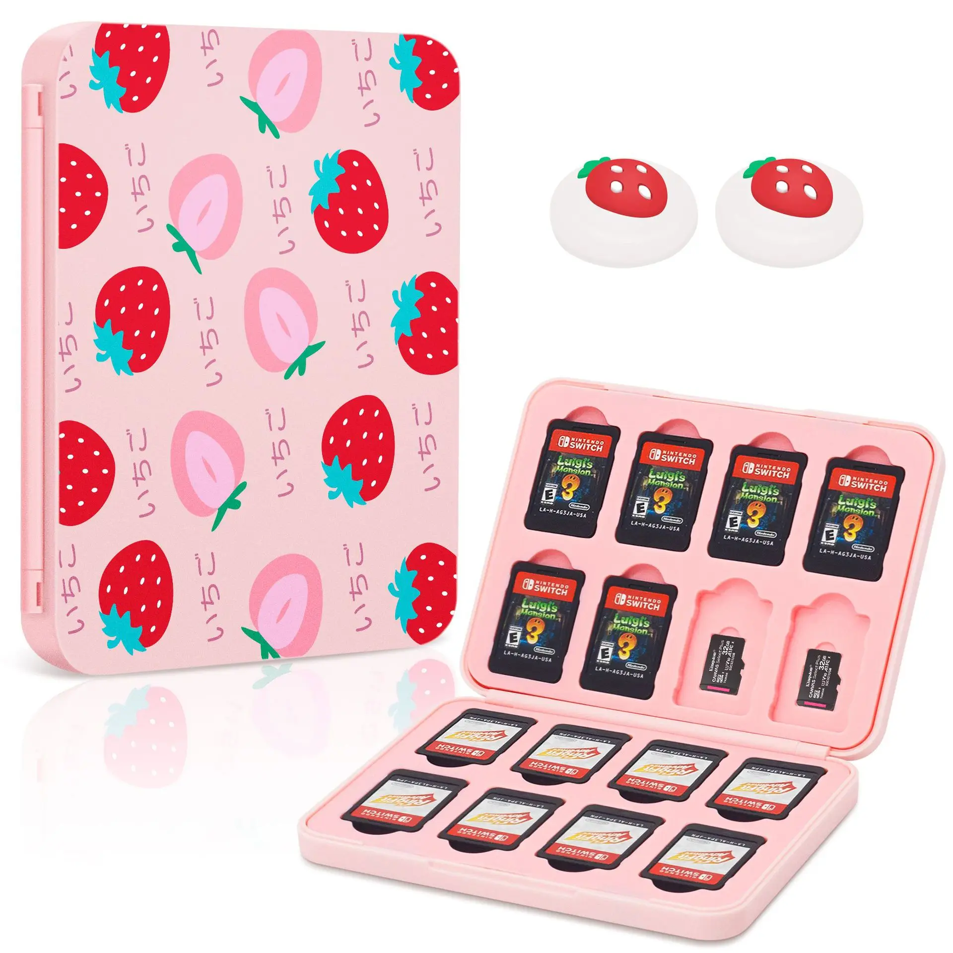 New Portable Mini Box 16TF Cards + 16 Game Cards Cute Pink Storage Case for Nintendo Switch Oled Games Accessories