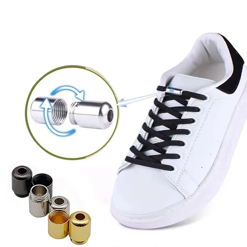 

3 Colors No Tie Shoelaces Metal Capsule Lock Shoestring Lazy Laces Buckle Shoes Accessories Bulk Easy To Assemble Lace Buckle