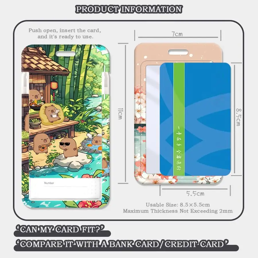 Cover Case 1Pc Card Holder Retractable Credit Card Holders Holders Child Bus with lanyard Bank ID Badge Cute Capybara