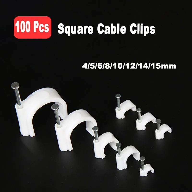 100 Pcs U-shaped Buckle Cable Clips With Steel Nails 4/5/6/8/10/12/16mm Cable Fixing Buckle And Nail